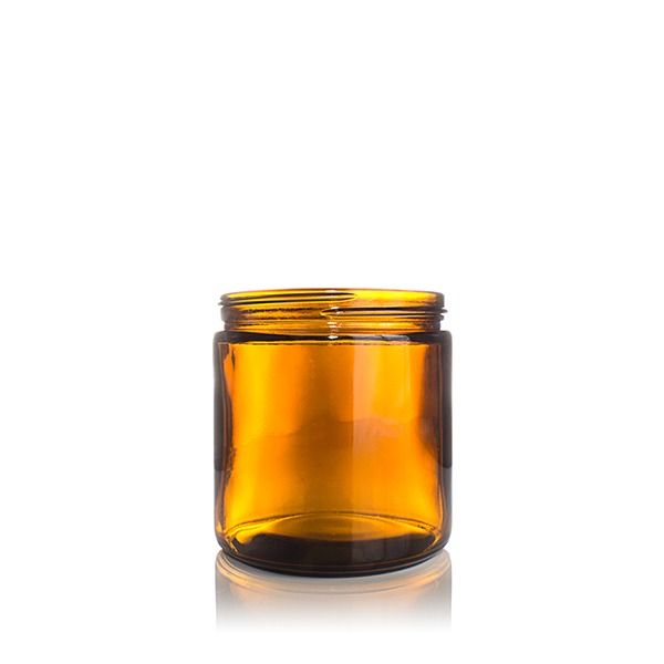 16oz (480ml) Amber Glass Straight Sided Cream Jar Modular Round - 89-405 Neck