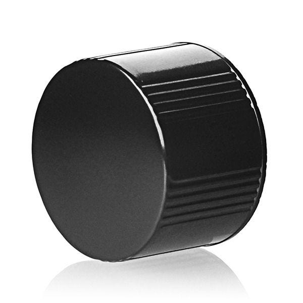 28-430 Black Rib Side Smooth Top Phenolic Plastic (CT) Cap - LDPE Cone Liner