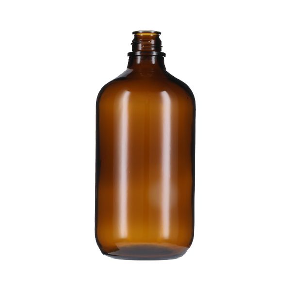 1 Liter (1,000ml) Pour-Out Round Glass Bottle - 33-430 Neck