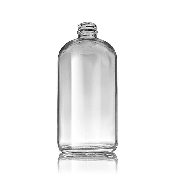 32oz (960ml) Flint (Clear) Boston Round Glass Bottle (30-pack) - 33-400 Neck