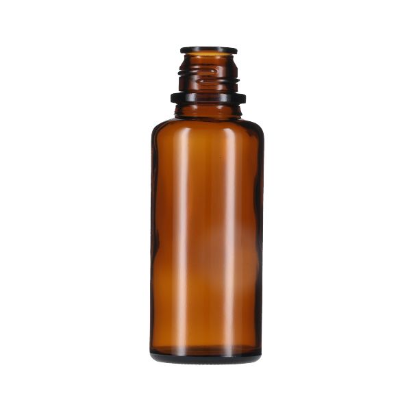 120cc (4oz) Amber Pour-Out Round Glass Bottle - 28-430 Neck