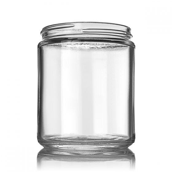 8oz (240ml) Flint (Clear) Straight-Sided Cream Glass Jar (12 Pack) - 70-405 Neck