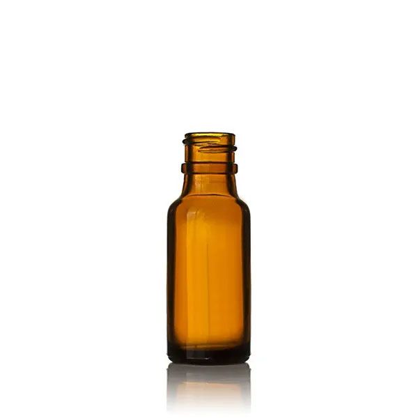 0.5oz (15ml) Amber Boston Round Glass Bottle - 18-405 Neck