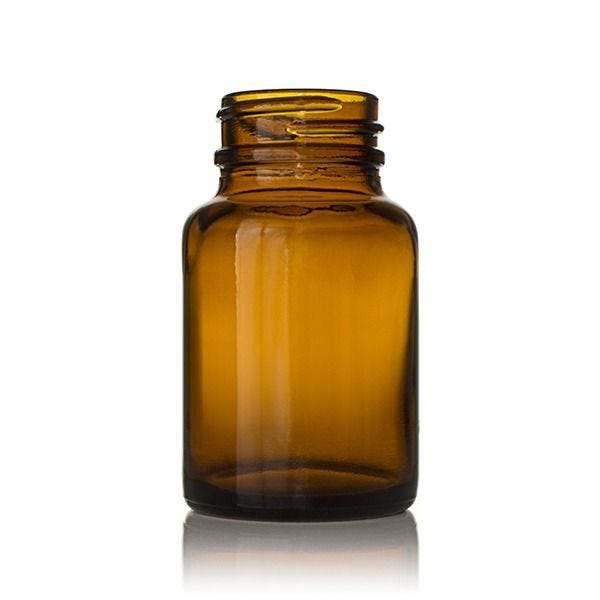 60cc (2oz) Amber Wide Mouth Round Glass Bottle -33-400 Neck 