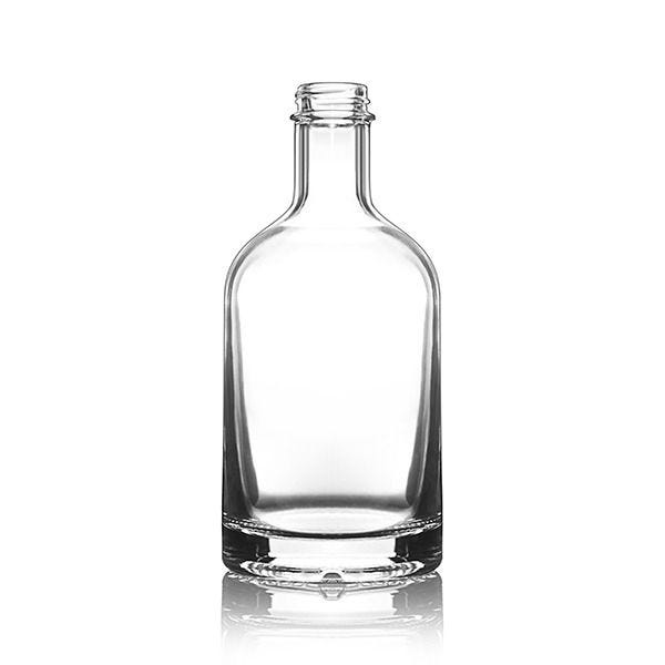 375 ml Clear Glass Flask Bottles w/ Black Ribbed Tamper Evident Caps