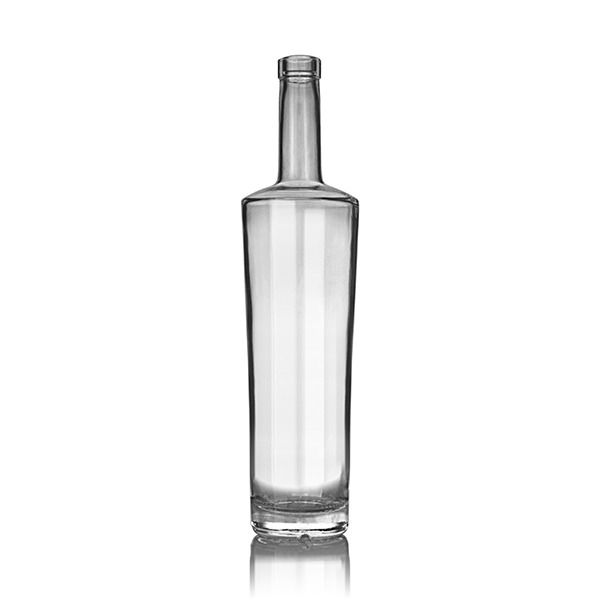 375 ml Clear Glass Flask Bottles w/ Black Ribbed Tamper Evident Caps