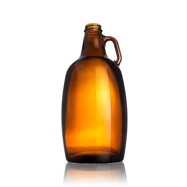 Amber Glass Growler, Reagent, or Media Storage Bottle, 64 fl oz