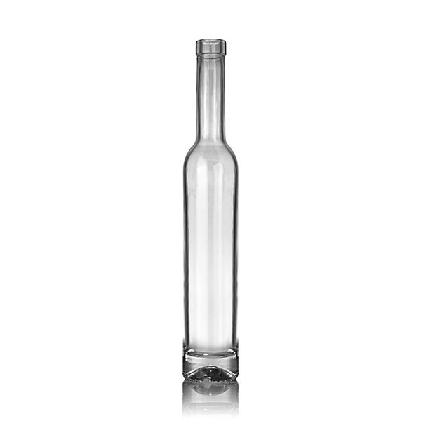 375 ml Clear Glass Flask Bottles w/ Black Ribbed Tamper Evident Caps