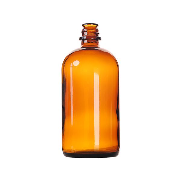 20oz (600cc) Amber Pour-Out Round Glass Bottle - 28-430 Neck