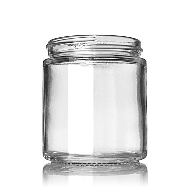 4oz Extra Wide Clear Glass Jar with Black Child-Proof Cap (24 Count CASE)