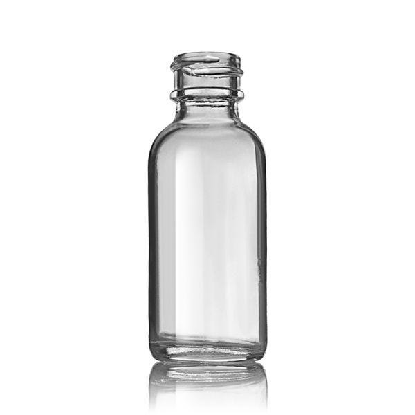 1oz (30ml) Flint (Clear) Boston Round Glass Bottle - 20-405 Neck