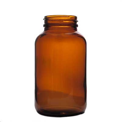 250cc Amber Wide Mouth Round Glass Bottle - 45-400 Neck