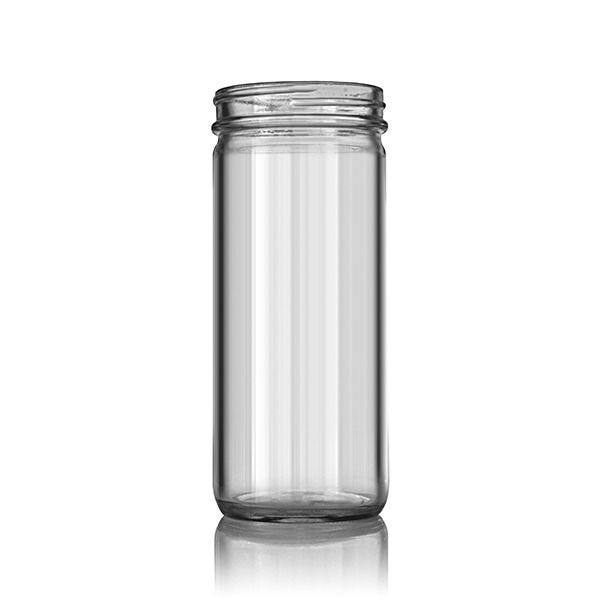 8oz (240ml) Flint (Clear) Paragon Round Glass Jar - 58-400 Neck (12 Pack)