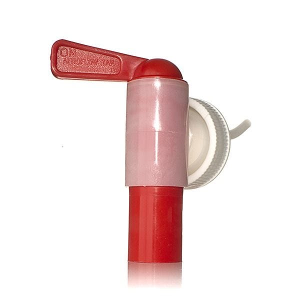 38-400 Red and Natural Smooth Side PP Aeroflow Self-Venting Tap - 18mm Nozzle