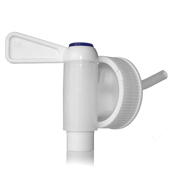 38-400 White and Natural PP / LLDPE Smoothflow Self-Venting Tap - 12mm Nozzle