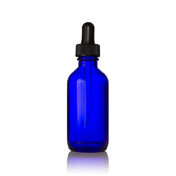 2oz (60ml) Cobalt Blue Boston Round Glass Bottle - 20-400 Neck