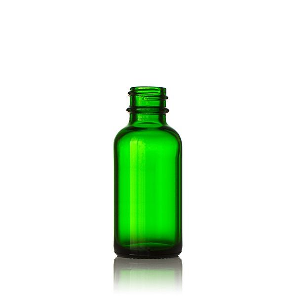 1oz (30ml) Green Big Bead Boston Round Glass Bottle - 20-400 Neck