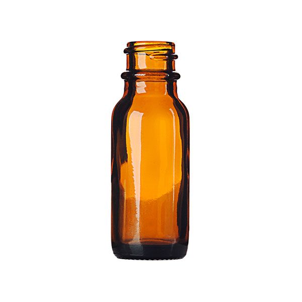 16oz Amber Glass Boston Round Bottles (Cap Not Included) - 12/Case, Amber Type III UV Resistant 28-400