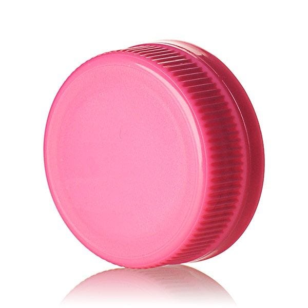 38-385 Pink HDPE Rib Side Matte Top With Tamper-Evident Drop Band DBJ Cap - Plug Seal