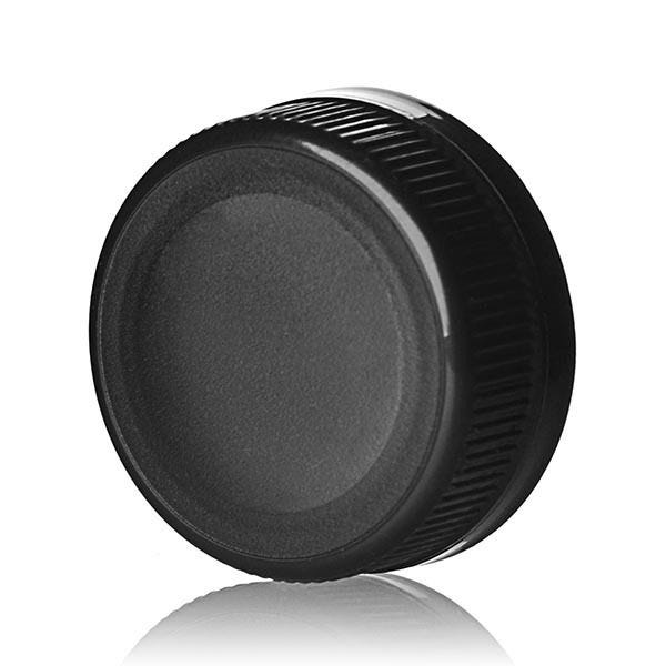 38-385 Black HDPE Rib Side Matte Top With Tamper-Evident Drop Band DBJ Cap - Plug Seal