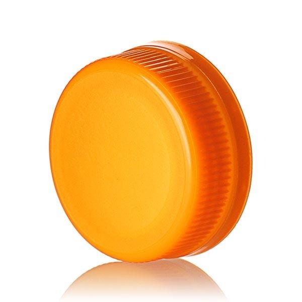 38-385 Orange HDPE Rib Side Matte Top With Tamper-Evident Drop Band DBJ Cap - Plug Seal