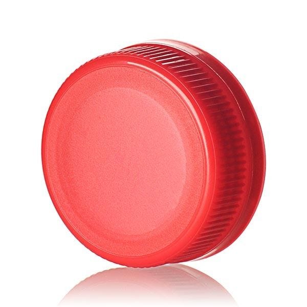 38-385 Red HDPE Rib Side Matte Top With Tamper-Evident Drop Band DBJ Cap - Plug Seal