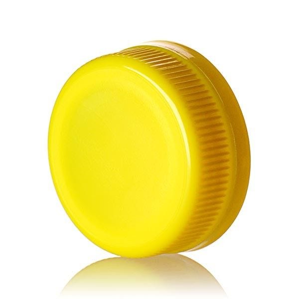 38-385 Yellow HDPE Rib Side Matte Top With Tamper-Evident Drop Band DBJ Cap - Plug Seal