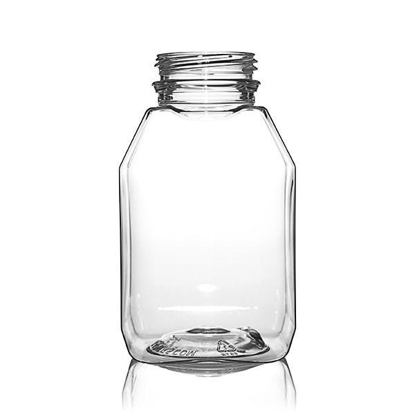 8oz (240ml) Clear PET Wide Mouth Square Beverage Bottle - 38-385 Tamper Evident Neck