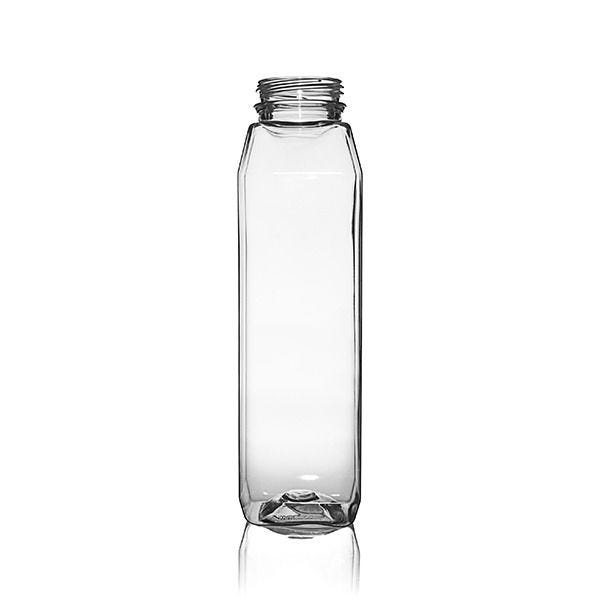 [10 PACK] 12 OZ Clear Square Plastic Juice Bottles with Tamper