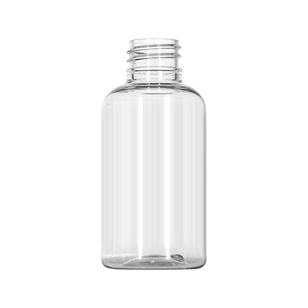 2oz (60ml)  Clear PET 25% PCR Squat Boston Round - 20-410 Neck (Recycled Plastic)