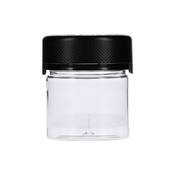 2oz (60cc) Clear PET Chubby Gorilla Aviator CR Jar Black Tamper Evident Break-Off Band Closure