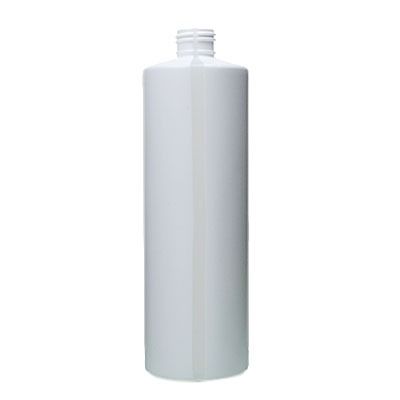 16oz (480ml) White HDPE Window Stripe Cylinder Round Plastic Bottle - 24-410 Neck