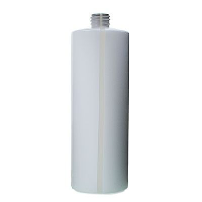 32oz (960ml) White HDPE Window Stripe Cylinder Round Plastic Bottle - 28-410 Neck