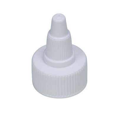 24-400 White Twist Open / Twist Close Plastic Liquid Dispensing Cap