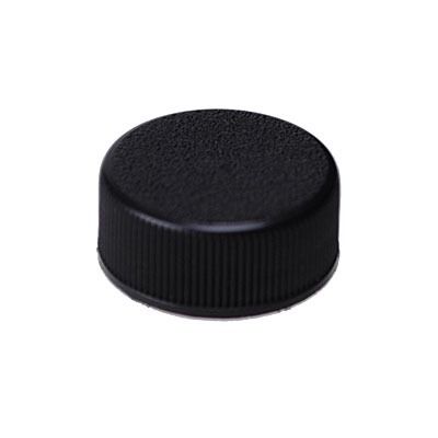 22-400 Black PP Rib Side Matte Top Plastic Screw Cap - Foam Liner