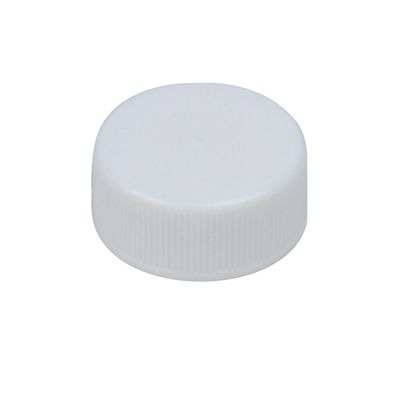 24-400 White PP Ribbed Side Matte Top Plastic Screw Cap - F217 Liner