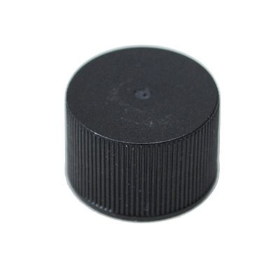 24-410 Black PP Ribbed Side Matte Top Plastic Screw Cap - F217 Liner