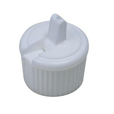 24-410 White Flip Spout Liquid Dispensing Plastic Cap - 2.5mm Orifice