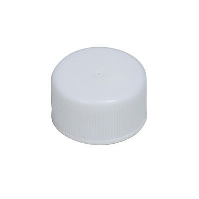 24-410 White PP Fine Ribbed Side Matte Top Plastic Screw Cap - F217 Liner