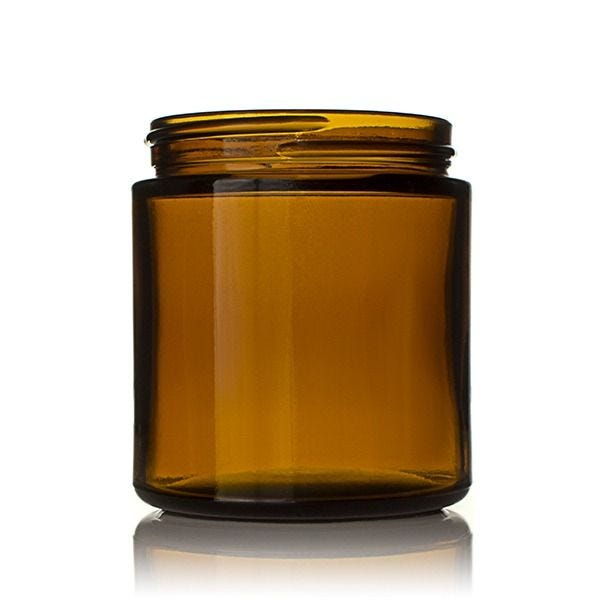 4oz (120ml) Amber Glass Straight Sided Cream Jar Modular Round- 58-405 Neck